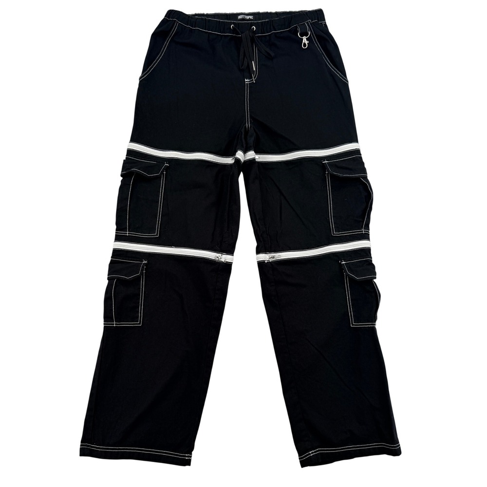 Hot Topic Black Contrast Stitch Convertible Zip Off Cargo Pants XL 18334712 Goth